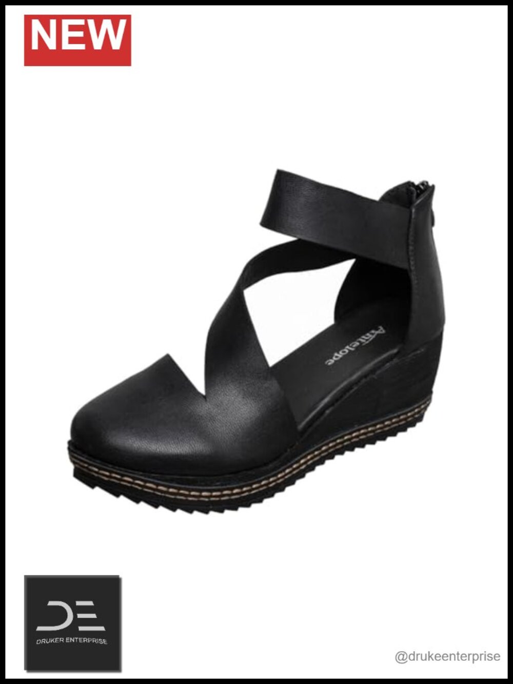 Women's Leather Wedge Mules with Cushioned Latex Insole, 2-Inch Heel, Water